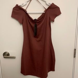 Brand new off the shoulder brown dress